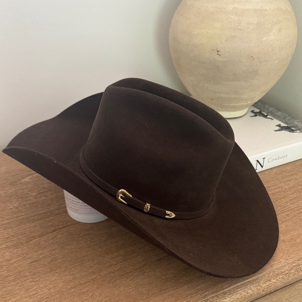 Brown Cody James Cowboy Hat with Gold Buckle